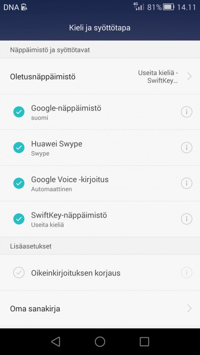 Näppäimistöasetuksia